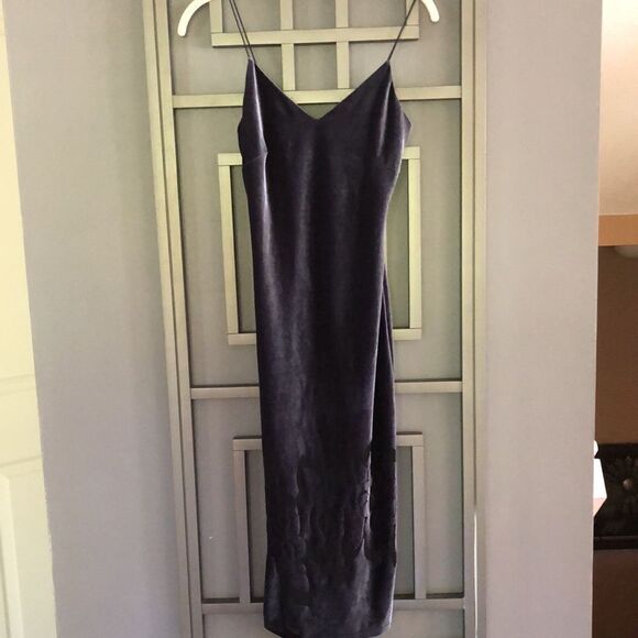 The Vintage Shop velvet body con dress M Gray - Picture 4 of 8